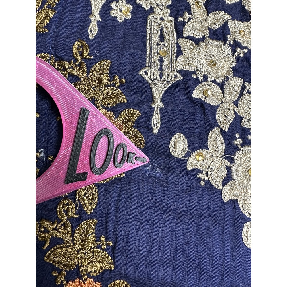 Embroidered Kurta Dress Womens Medium Blue Floral‎ Shalwar Kameez Tassel Ethnic - Picture 6 of 16
